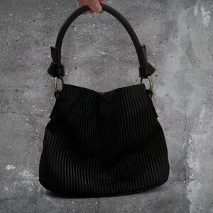 Vintage black mini bag Y2K minimalist bucket 90s baguette purse quiet luxury